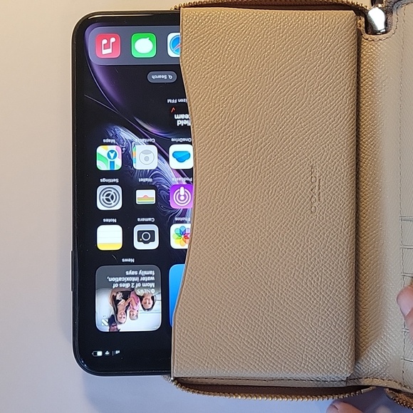 Coach Beige Crossgrain Leather Phone Wristlet - Picture 8 of 9